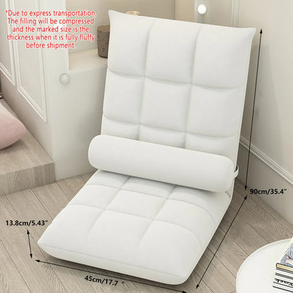 Floor Lounge Sofa Bed Chair with Lumbar Pillow Folding Adjustable Cushion - Pink - Mekamart Australia