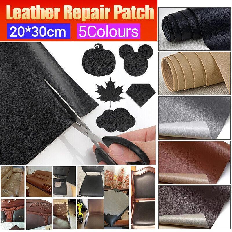 2X Self Adhesive Leather Repair Patches Kit for Sofa Couch Auto Interior Use - Dark Grey - Mekamart Australia