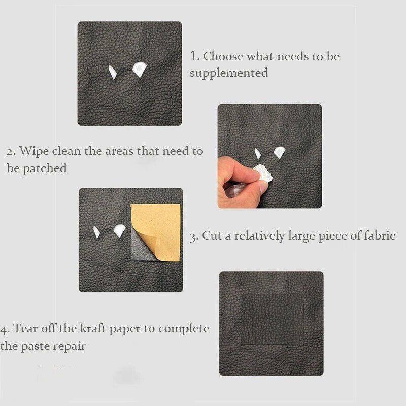 2X Self Adhesive Leather Repair Patches Kit for Sofa Couch Auto Interior Use - Dark Grey - Mekamart Australia