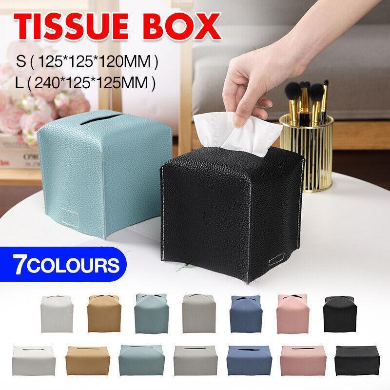 Large Size Tissue Box Dispenser Paper Holder Napkin Case Pu Leather Cover - White - Mekamart Australia
