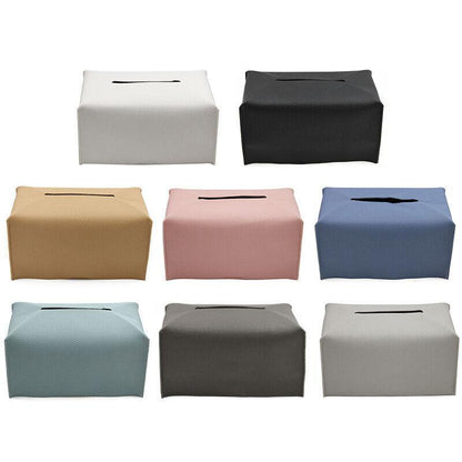 Large Size Tissue Box Dispenser Paper Holder Napkin Case Pu Leather Cover - White - Mekamart Australia