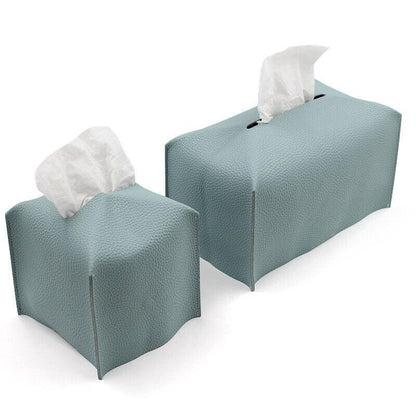 Large Size Tissue Box Dispenser Paper Holder Napkin Case Pu Leather Cover - White - Mekamart Australia