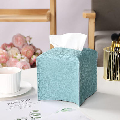 Large Size Tissue Box Dispenser Paper Holder Napkin Case Pu Leather Cover - White - Mekamart Australia