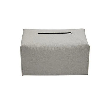 Large Size Tissue Box Dispenser Paper Holder Napkin Case Pu Leather Cover - White - Mekamart Australia