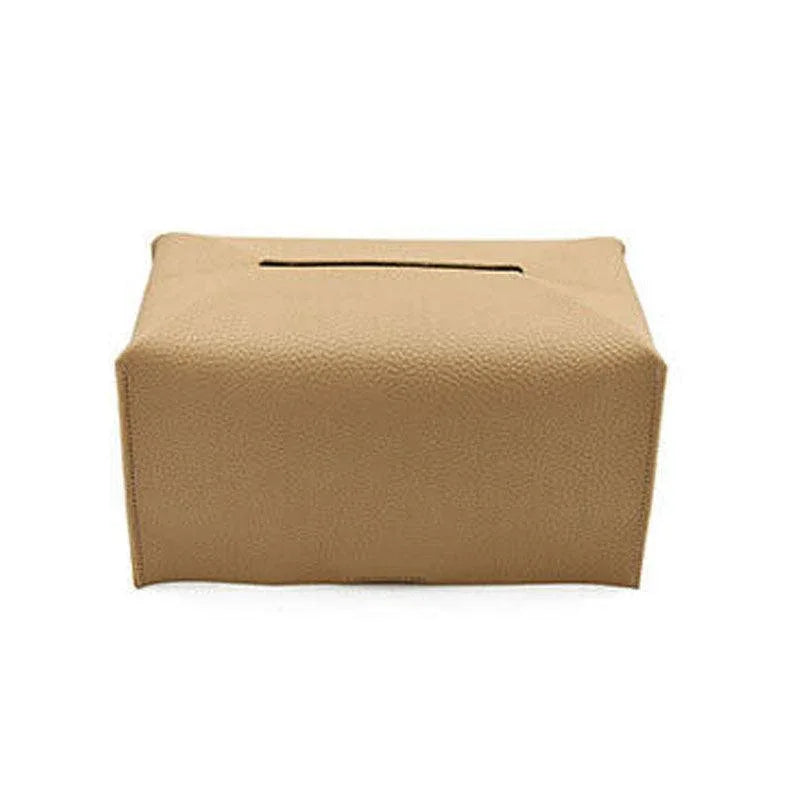 Large Size Tissue Box Dispenser Paper Holder Napkin Case Pu Leather Cover - White - Mekamart Australia