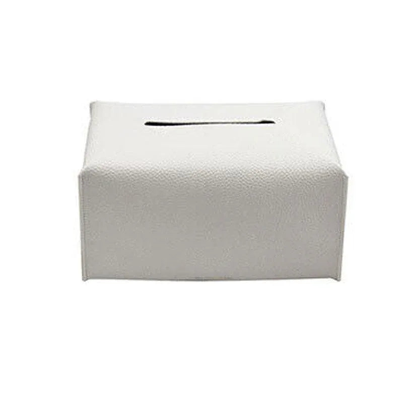 Large Size Tissue Box Dispenser Paper Holder Napkin Case Pu Leather Cover - White - Mekamart Australia