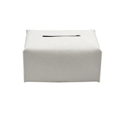 Large Size Tissue Box Dispenser Paper Holder Napkin Case Pu Leather Cover - White - Mekamart Australia