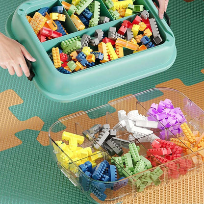 3-Layer Stackable Storage Box for Building Blocks Toy Organizer with Sorting Trays - Green - Mekamart Australia