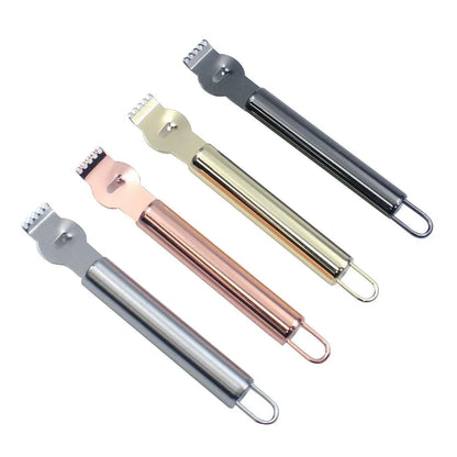 Lemon Zester Grater Knife Tool Stainless Steel with Channel Garnish Citrus Lime - Rose Gold - Mekamart Australia