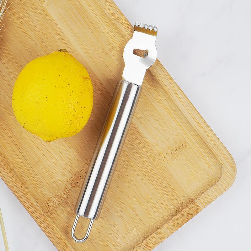 Lemon Zester Grater Knife Tool Stainless Steel with Channel Garnish Citrus Lime - Rose Gold - Mekamart Australia