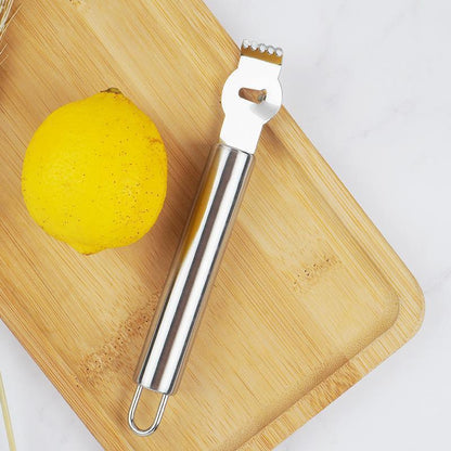 Lemon Zester Grater Knife Tool Stainless Steel with Channel Garnish Citrus Lime - Rose Gold - Mekamart Australia