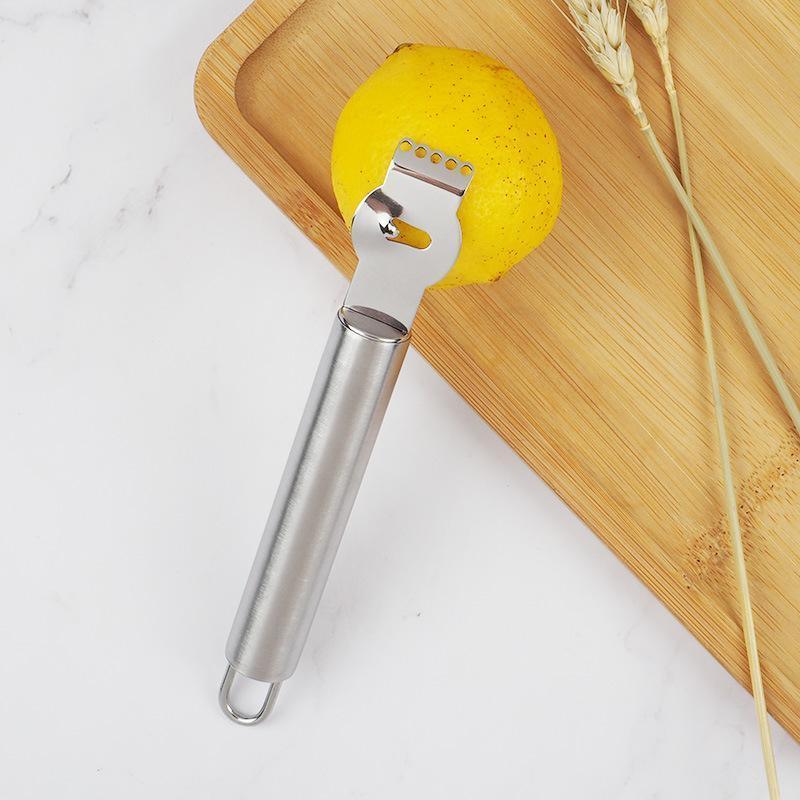 Lemon Zester Grater Knife Tool Stainless Steel with Channel Garnish Citrus Lime - Rose Gold - Mekamart Australia