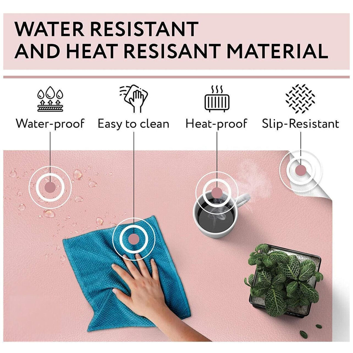 Leather Mouse Pad Gaming Waterproof Desk Mat 25 x 21cm Anti Slip - Light Green