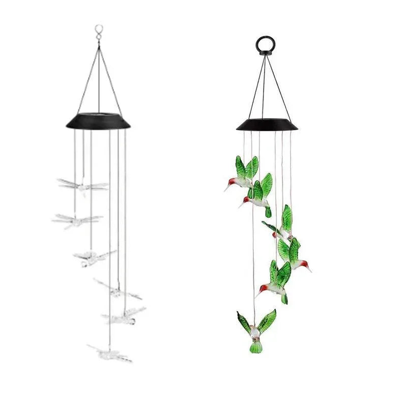 Wind Chimes Solar Powered Led Lights Changing Hanging Garden Yard Outdoor Decor - Dragonfly - Mekamart Australia
