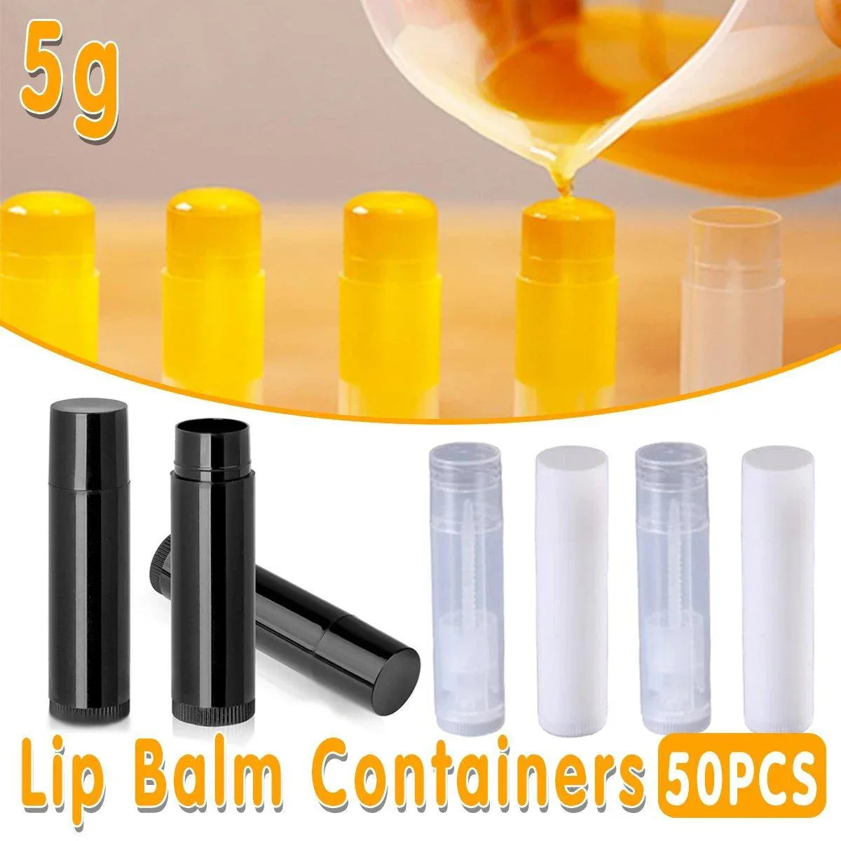 50pcs Lip Glaze Tubes Round Refillable PP Material Lip Balm Containers Red Tube - White - Mekamart Australia