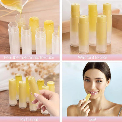 50pcs Lip Glaze Tubes Round Refillable PP Material Lip Balm Containers Red Tube - White - Mekamart Australia