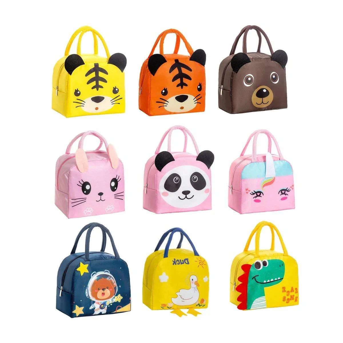 3D Bento Lunch Bag Cartoon Handbag Insulated Food Box Bag for Students LunchTote - Yellow Dinosaur - Mekamart Australia