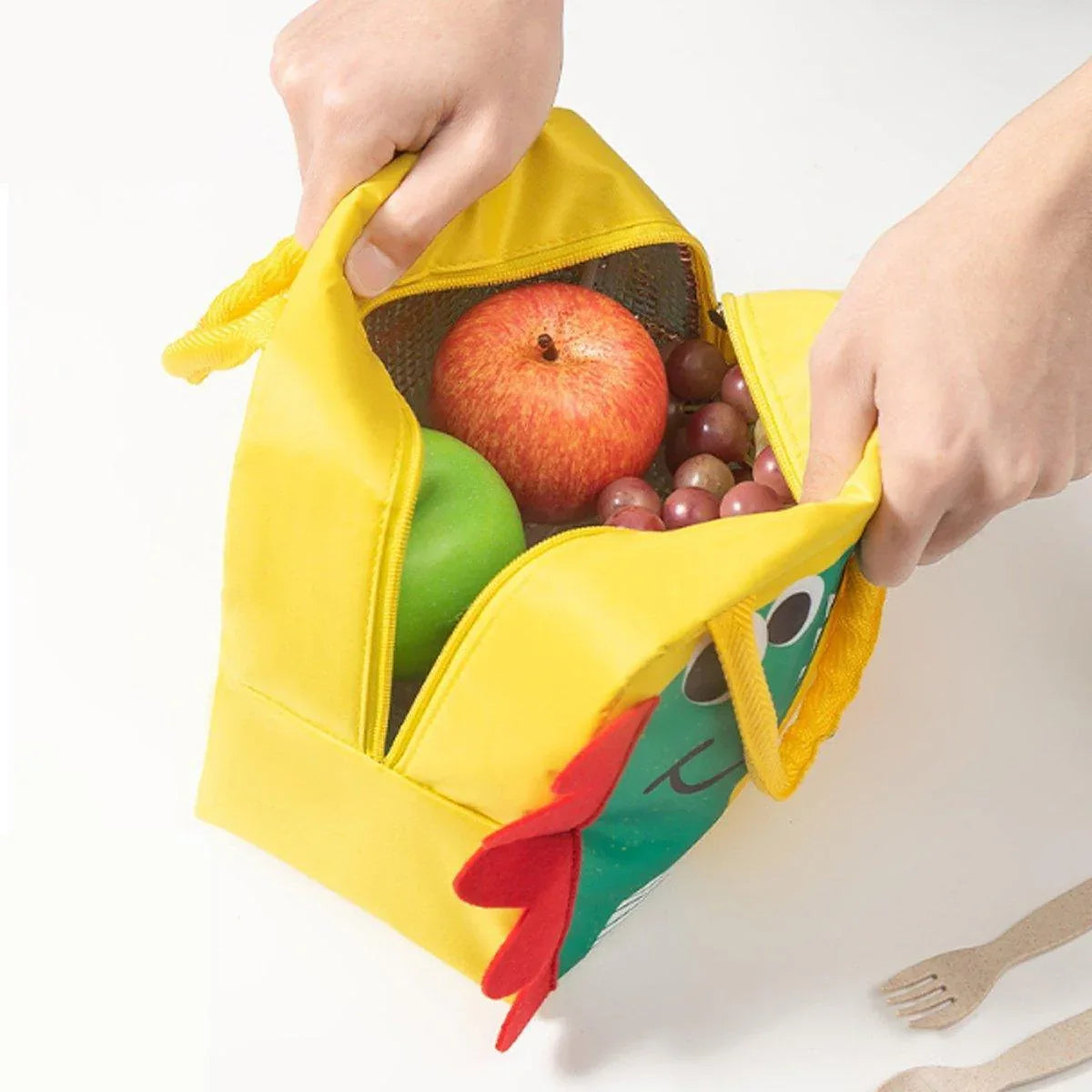 3D Bento Lunch Bag Cartoon Handbag Insulated Food Box Bag for Students LunchTote - Yellow Duck - Mekamart Australia