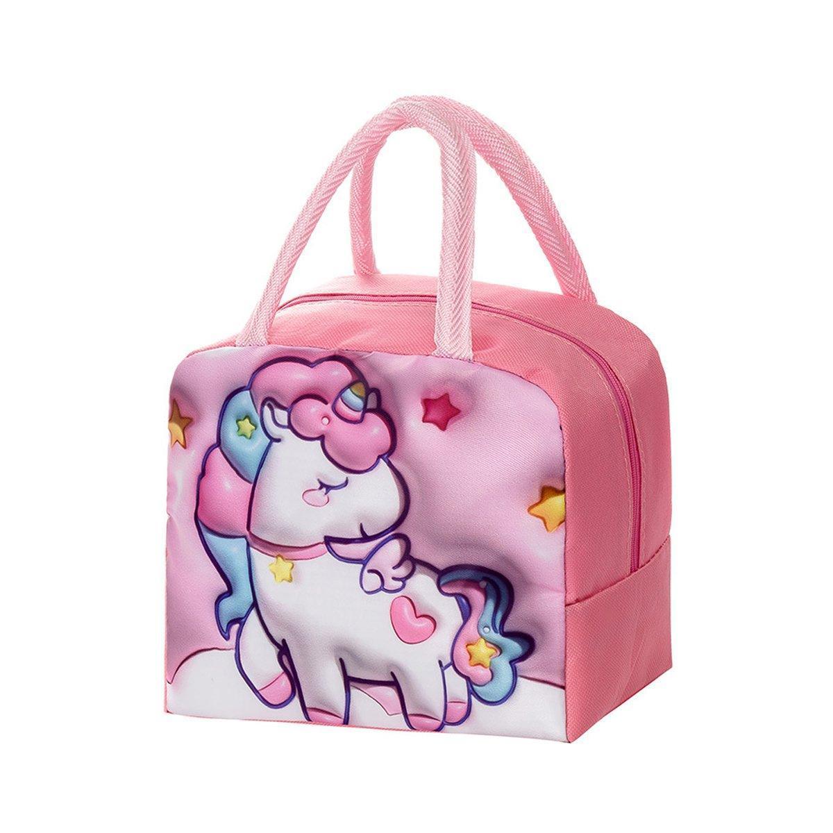 Cute 3D Cartoon Insulated Lunch Bag Oxford Fabric Bento Tote for School Use - Orange Tiger - Mekamart Australia