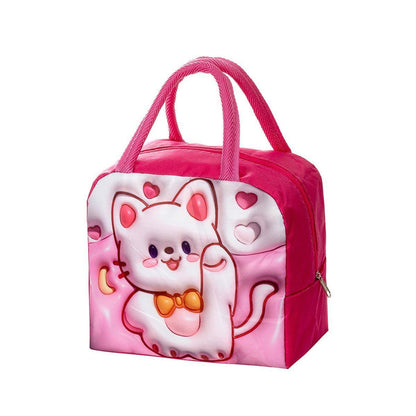 Cute 3D Cartoon Insulated Lunch Bag Oxford Fabric Bento Tote for School Use - Orange Tiger - Mekamart Australia