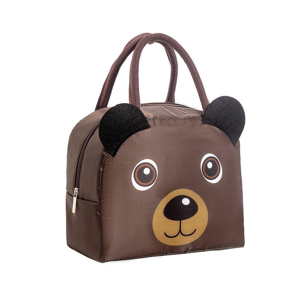 3D Bento Lunch Bag Cartoon Handbag Insulated Food Box Bag for Students LunchTote - Coffee Bear - Mekamart Australia