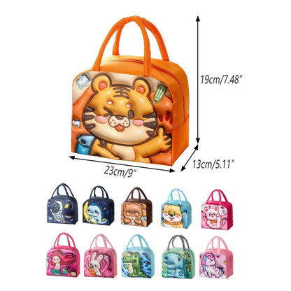 Cute 3D Cartoon Insulated Lunch Bag Oxford Fabric Bento Tote for School Use - Blue Puppy - Mekamart Australia