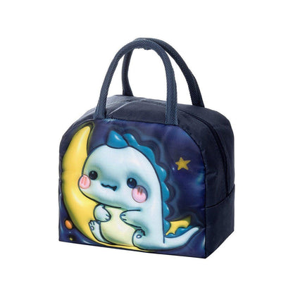 Cute 3D Cartoon Insulated Lunch Bag Oxford Fabric Bento Tote for School Use - Blue Puppy - Mekamart Australia