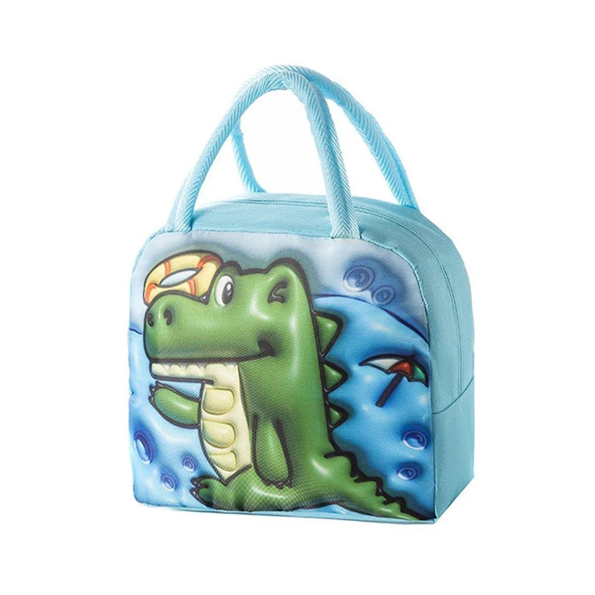 Cute 3D Cartoon Insulated Lunch Bag Oxford Fabric Bento Tote for School Use - Blue Puppy - Mekamart Australia