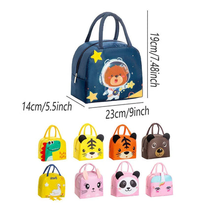 3D Bento Lunch Bag Cartoon Handbag Insulated Food Box Bag for Students LunchTote - Navy Blue Space Bear - Mekamart Australia