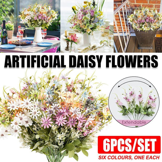 6x Artificial Small Soft Chrysanthemum Home Office Daisy Flower Party Decor DIY - Mekamart Australia