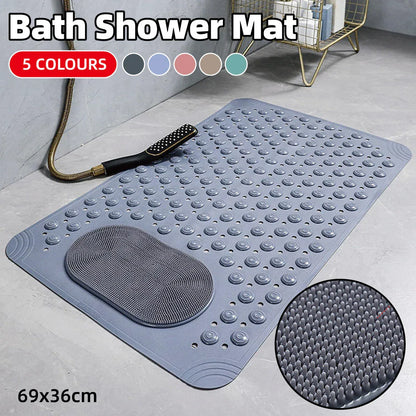 Non Slip Floor Pad Bathroom Tub Mat Bath Shower Mat with Round Massage Point - Pink - Mekamart Australia