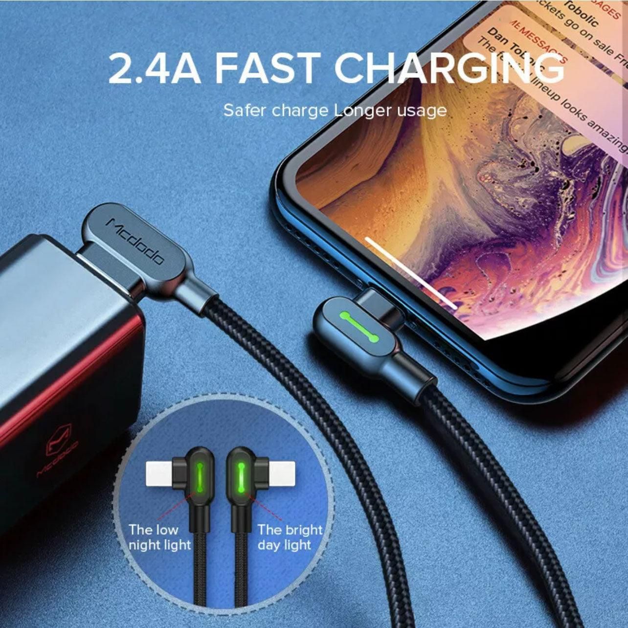 Mcdodo Fast Usb Cable Heavy Duty Charging Syn Charger Type-C 90 Degree Angle - 0.5m