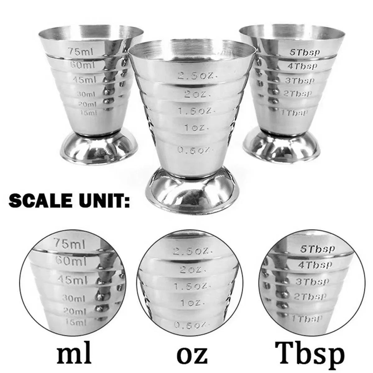 75ml Stainless Steel Bartending Measuring Cup Multifunctional Cocktail Jigger - Mekamart Australia
