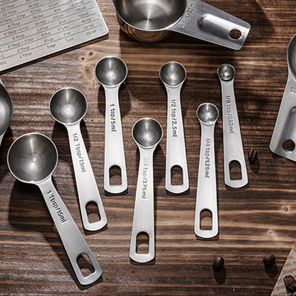 6PCS Measuring Cups Spoons 304 Stainless Steel Baking Tools With Scale Set - Mekamart Australia