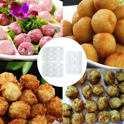 Meatball Maker Manual Meatloaf Mold Kibbeh Maker Press Minced Processor Tool - 9 Holes Clear - Mekamart Australia