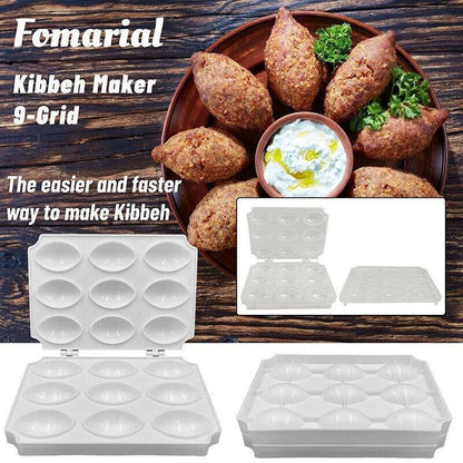 Meatball Maker Manual Meatloaf Mold Kibbeh Maker Press Minced Processor Tool - 9 Holes White - Mekamart Australia