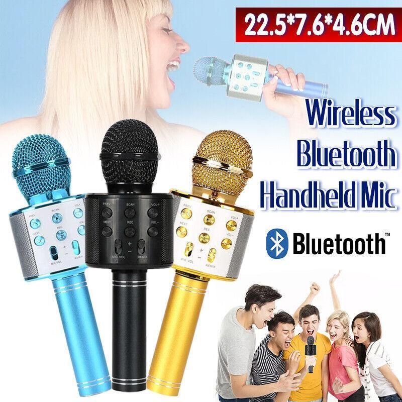 Karaoke Microphone Speaker Wireless Bluetooth Handheld Mic Usb Player Ktv Ws858 - Black