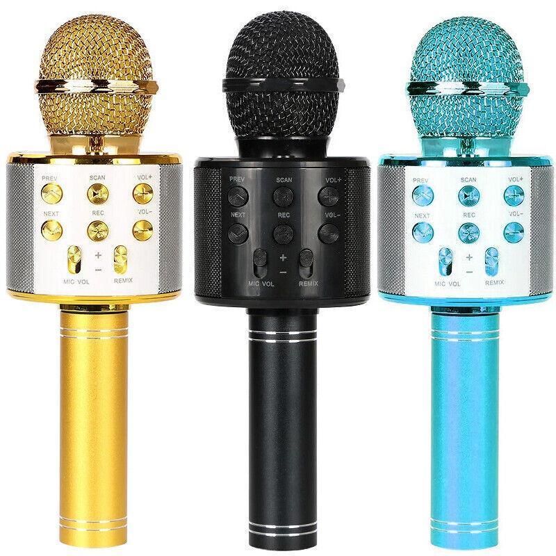 Karaoke Microphone Speaker Wireless Bluetooth Handheld Mic Usb Player Ktv Ws858 - Black