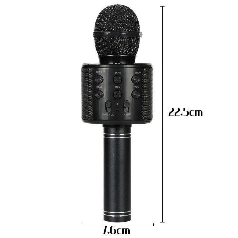 Karaoke Microphone Speaker Wireless Bluetooth Handheld Mic Usb Player Ktv Ws858 - Black