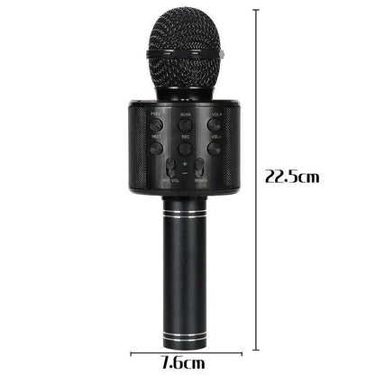 Karaoke Microphone Speaker Wireless Bluetooth Handheld Mic Usb Player Ktv Ws858 - Black