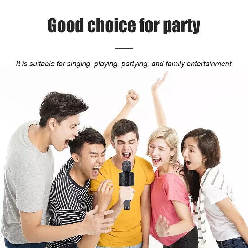 Karaoke Microphone Speaker Wireless Bluetooth Handheld Mic Usb Player Ktv Ws858 - Black
