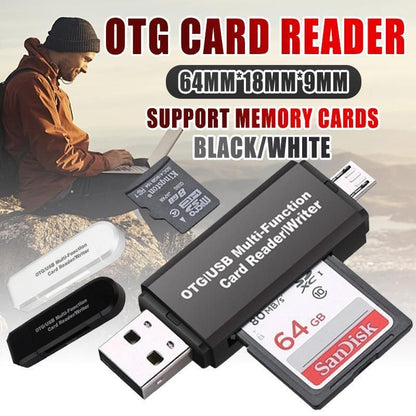OTG USB 2.0 Card Reader Adapter for Micro SD TF PC and Mobile Phone Use - Black