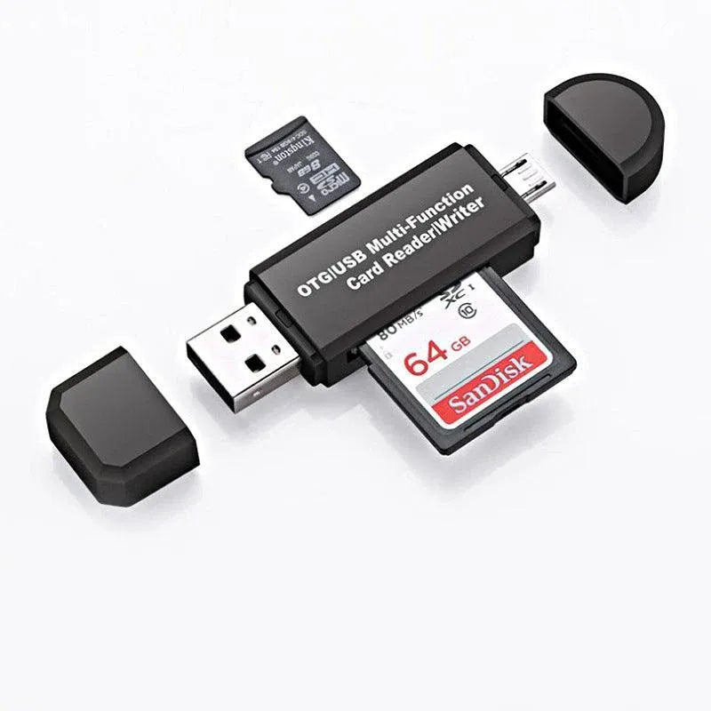 OTG USB 2.0 Card Reader Adapter for Micro SD TF PC and Mobile Phone Use - Black
