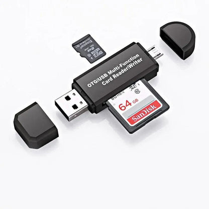 OTG USB 2.0 Card Reader Adapter for Micro SD TF PC and Mobile Phone Use - Black