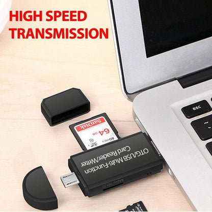OTG USB 2.0 Card Reader Adapter for Micro SD TF PC and Mobile Phone Use - Black