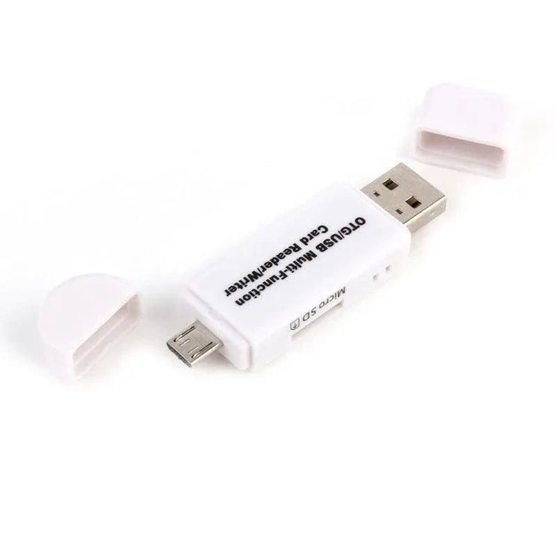 OTG USB 2.0 Card Reader Adapter for Micro SD TF PC and Mobile Phone Use - White