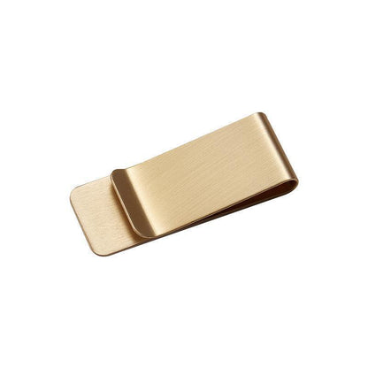 Clip Note Business Card Holder Stainless Steel Mens Wallet Metal - Gold - Mekamart Australia
