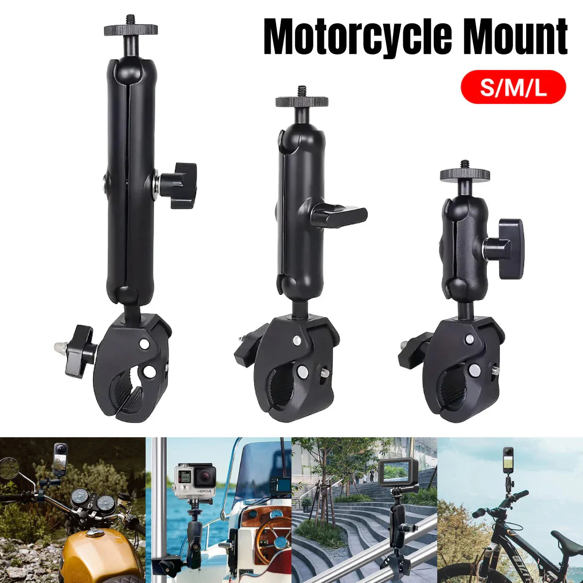Motorcycle Phone Camera Mount Anti Shake for Bike Scooter Navigation Secure - L