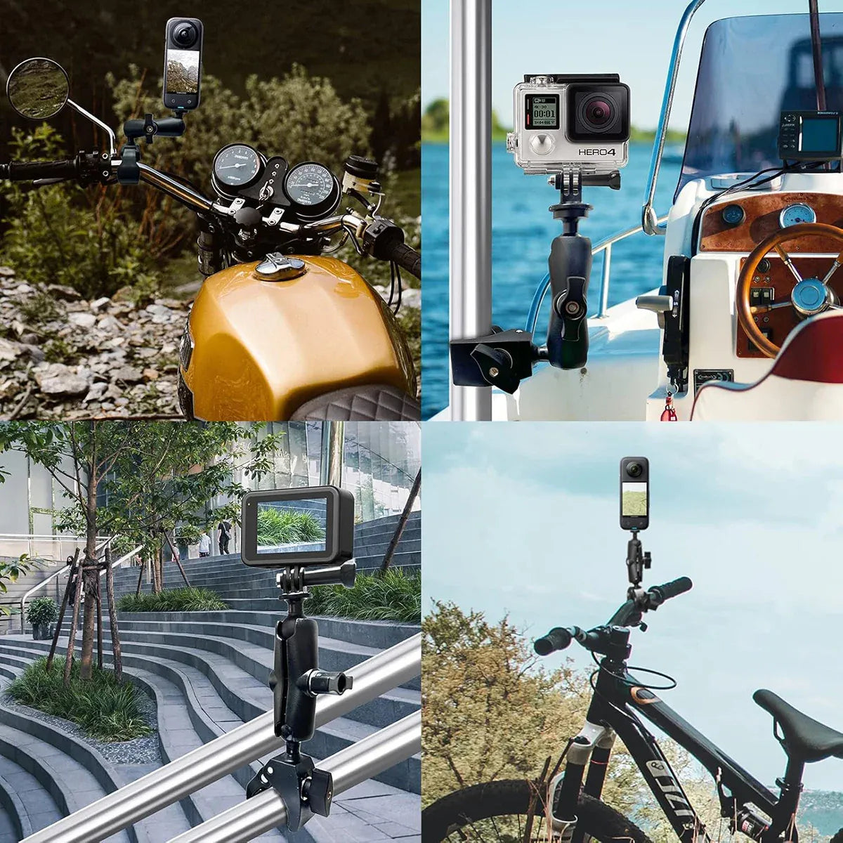 Motorcycle Phone Camera Mount Anti Shake for Bike Scooter Navigation Secure - L