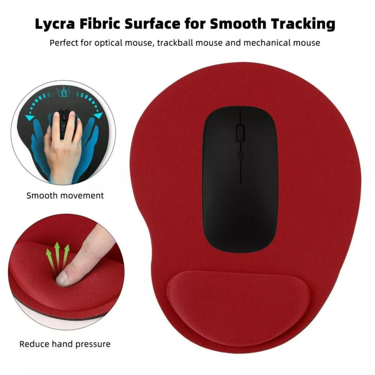 Comfort Mouse Pad with Built In Wrist Support Non Slip Ergonomic Mice Mat - Lake Blue